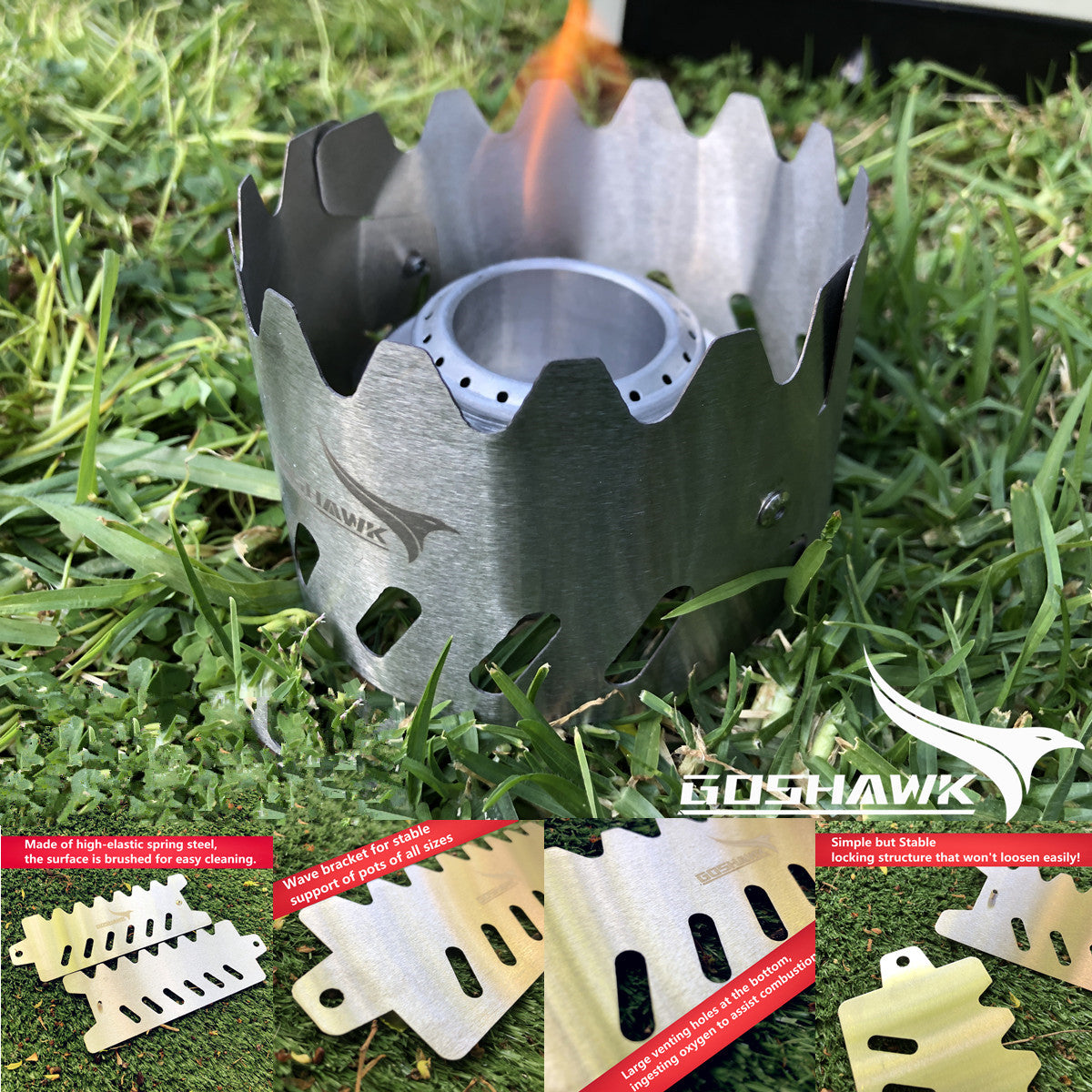 Outdoor 2-in-1 Windscreen Portable Ultralight Titanium Alcohol Stove Rack Windscreen Camping Hiking Backpacking - Foto 7