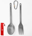Pure titanium Spoon Fork 2in1 Backpacking with 210T Bag