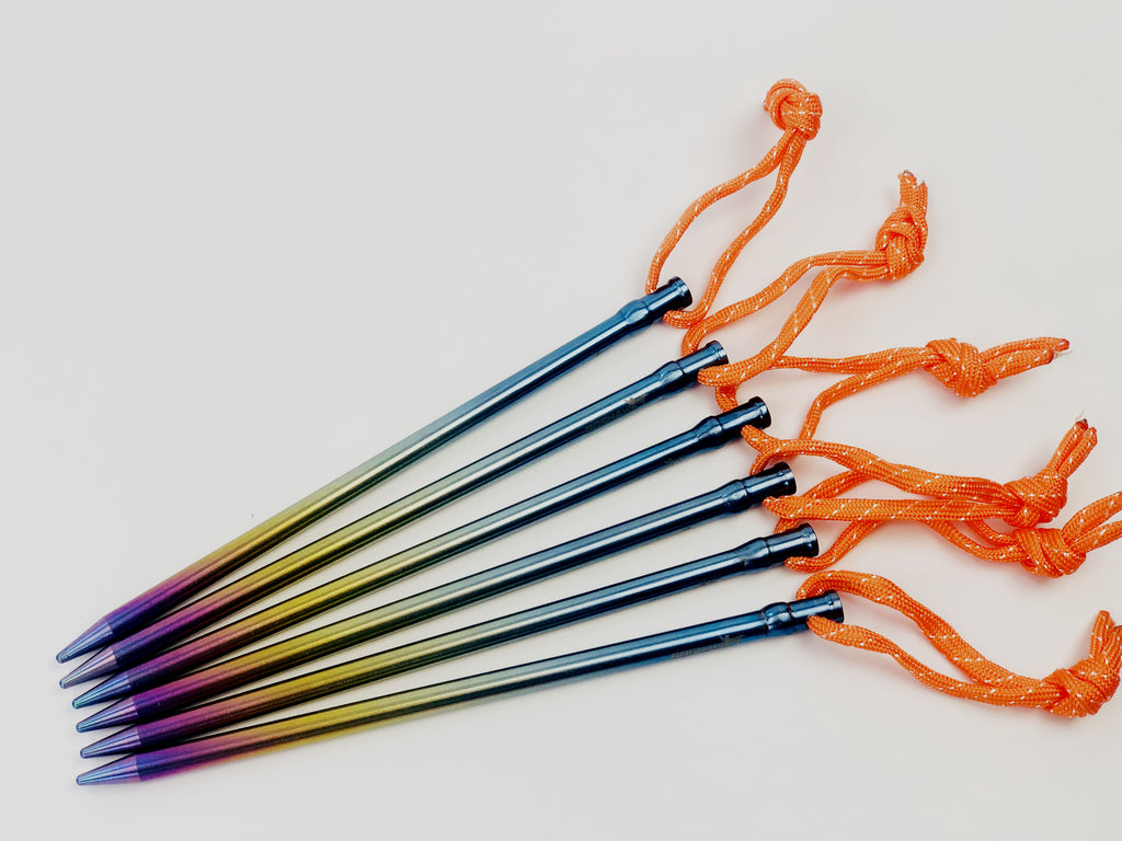 6 Pcs Titanium Outdoor Camping Trip Tent Peg Hard Ground Nail Stakes with Bag Goshawk Hiking
