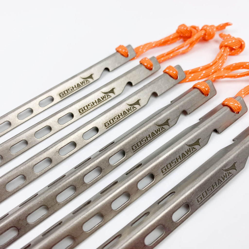 tent stakes for sand 6 Pcs Titanium Outdoor Camping Trip Tent Peg Ground Sand soft soil Nail Stakes – Goshawk-Hiking