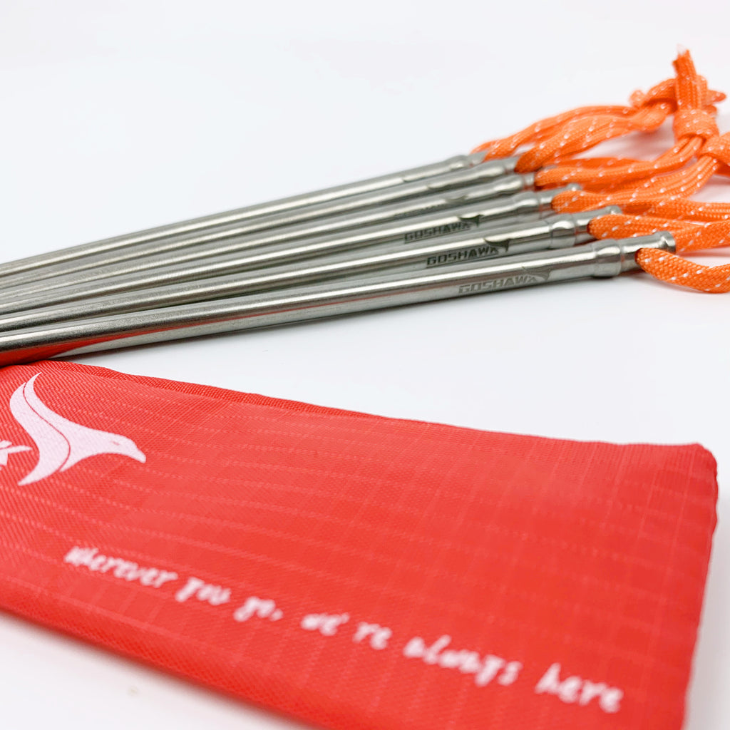 tent stakes for hard ground 6 Pcs Titanium Outdoor Camping Trip Tent Peg Hard Ground Nail Stakes with Bag – Goshawk-Hiking