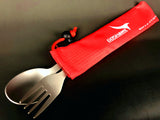 Pure titanium Spoon Fork 2in1 Backpacking with 210T Bag